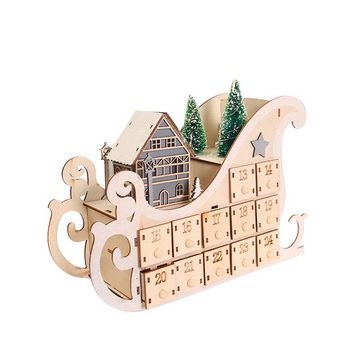 XDeer befüllbarer Adventskalender Interessante Weihnachtskalender,perferkte und coole Geschenke, Aus Holz,mit stimmungsvoller LED-Beleuchtung