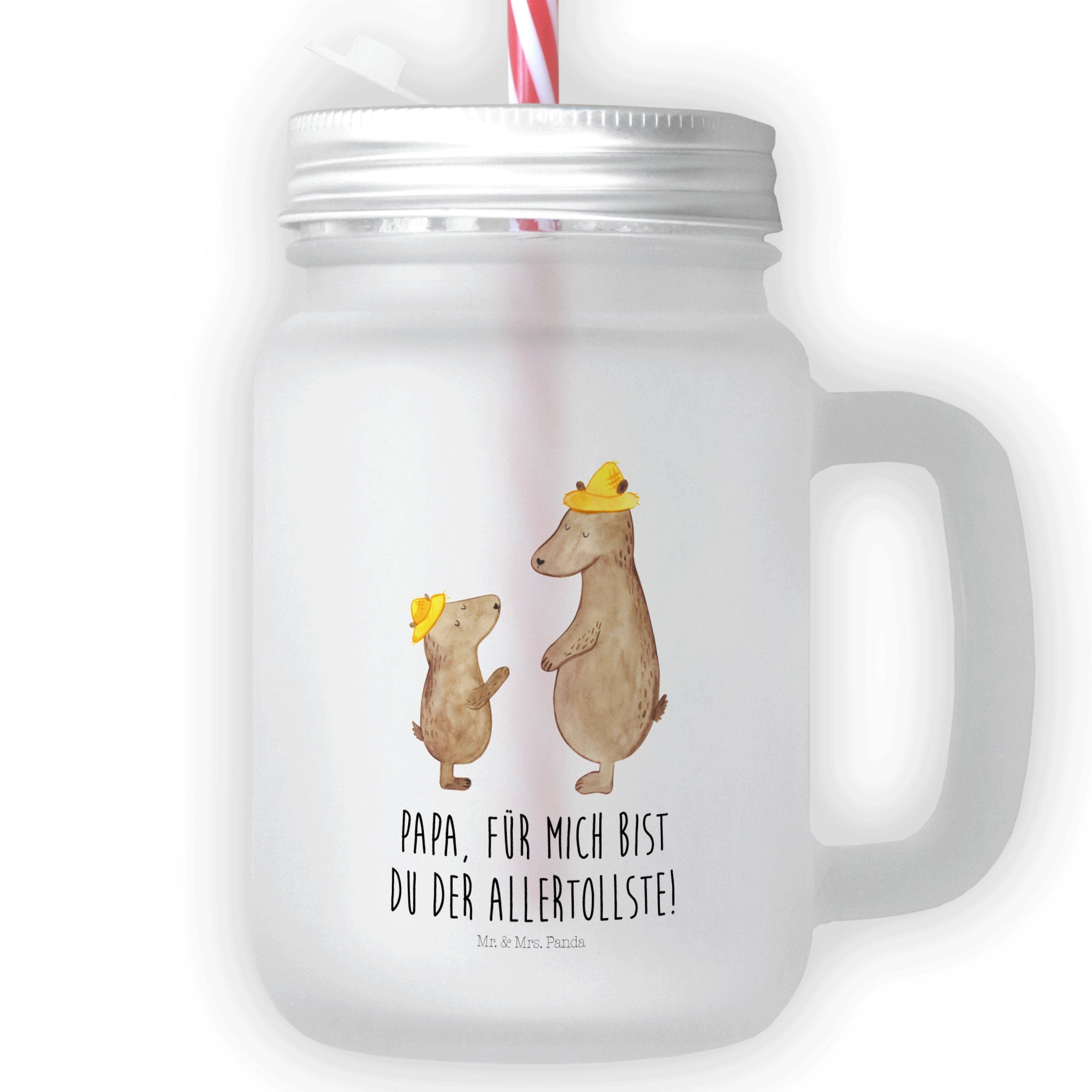 Geschenk, Vater-Sohn, Glas Glas Hut Transparent - Mrs. Panda Bären Mr. Kinder, Premium & Cocktailg, mit -