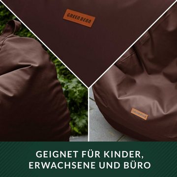 Green Bean Sitzsack aus Kunstleder mit Füllmaterial (EPS Perlen) in 3 Farben (Indoor und Outdoor, abwaschbarer Oberfläche), Bean Bag Sitzkissen Sitzpuff Sitzsessel Bodenkissen Lounge