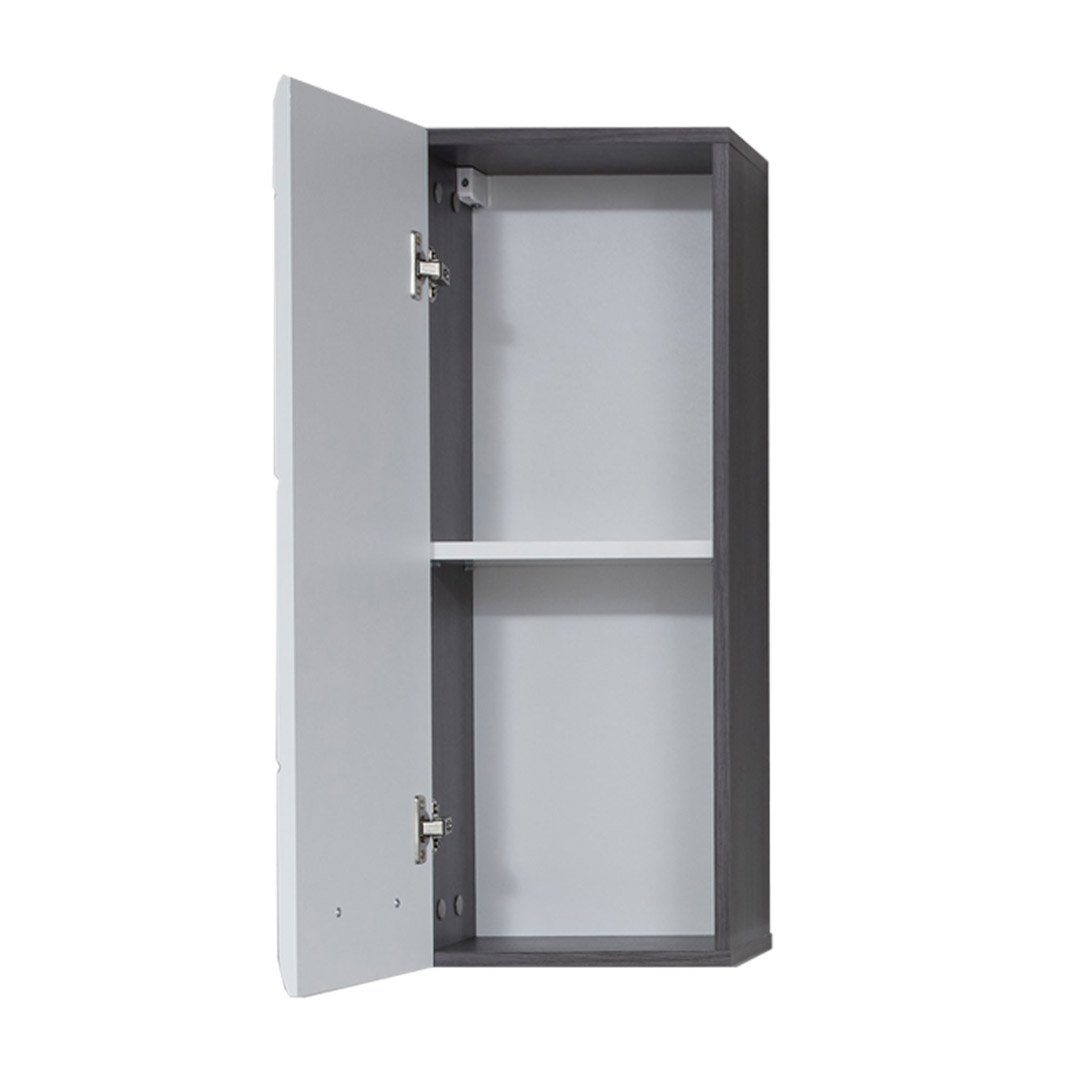 trendteam Badezimmerspiegelschrank LineBad Badschrank 1 Tür rauchsilber, weiß Hochgla (1-St)