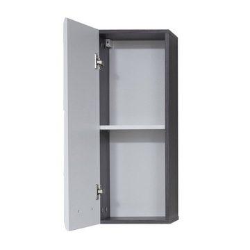 ebuy24 Badezimmer-Set LineBad Badschrank 1 Tür rauchsilber, weiß Hochgla, (1-St)