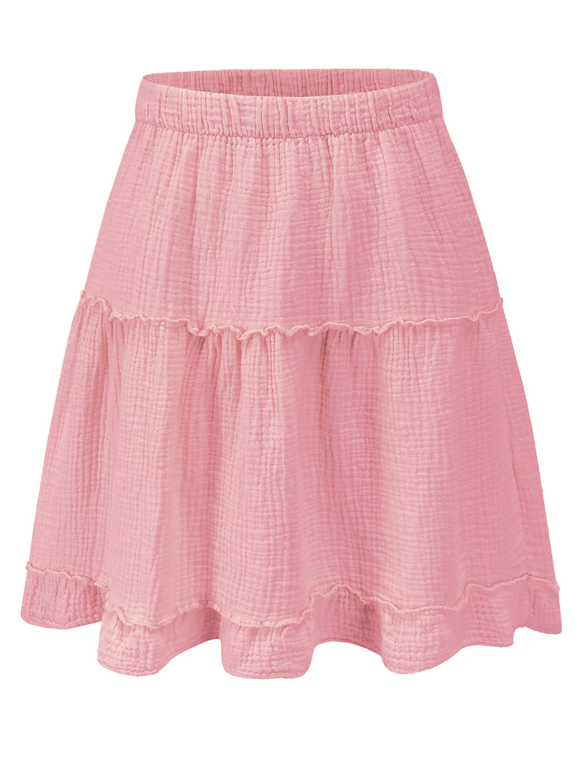 SASSYCLASSY A-Linien-Rock Musselin Rock mit Volant Damen Rock mit elastisch günstig online kaufen