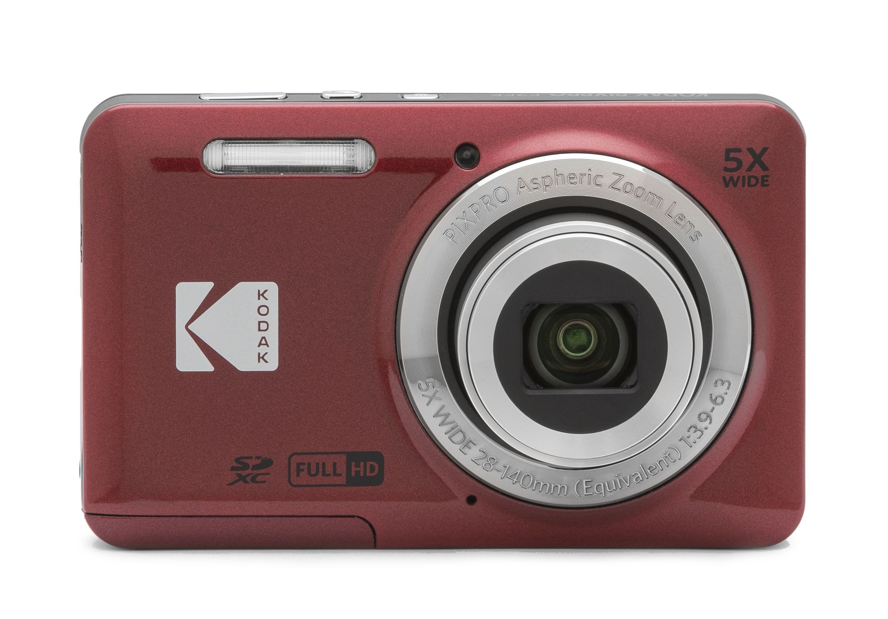 Kodak FZ55 RD Kompaktkamera (16 MP, 5-fach Zoom, 28mm Weitwinkel, 2,7 Zoll LCD Display, 700mAh Li-Ion Akku)