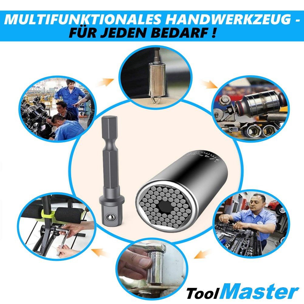 Nuss Adapter Multifunktions Steckschlüssel, Multi + ToolMaster Universal Handwerkzeug 7-19mm Universalnuss Tool Steckschlüssel MAVURA Universalschlüssel