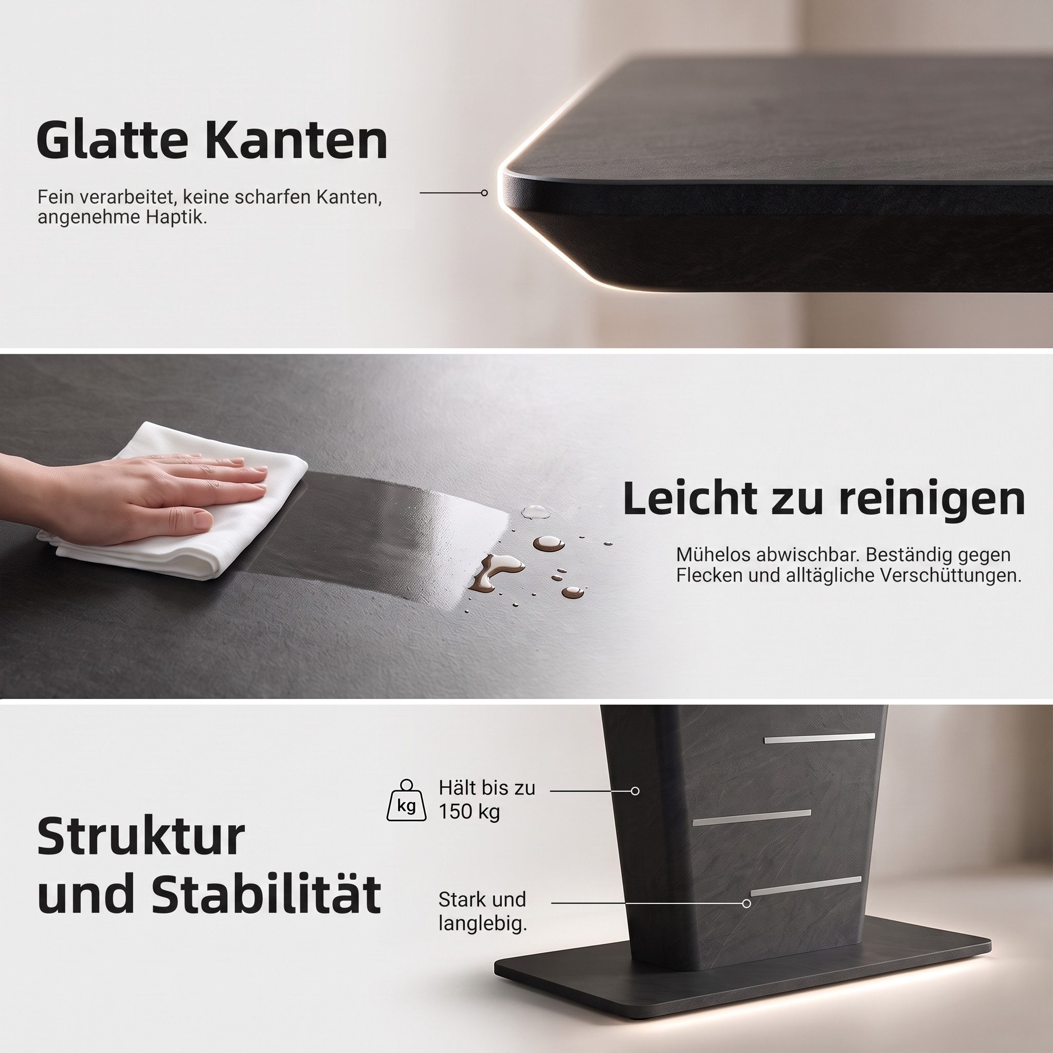 Jiexi Essgruppe Essgruppe Ausziehbar 120-160cm Säulentisch & Freischwinger Stühle – Bild 5 von 5