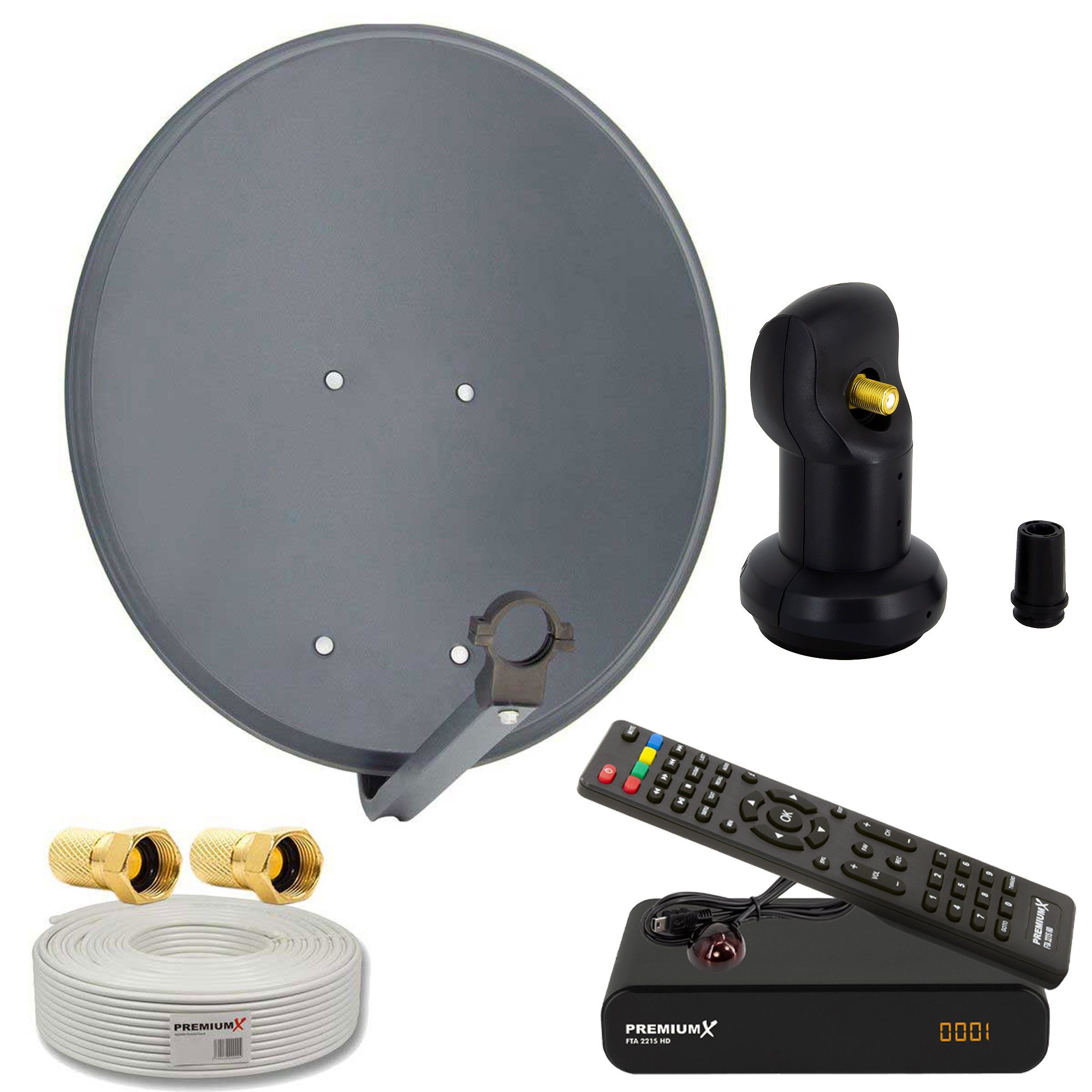 SAT Anlage 60cm Antenne Single LNB 10m Kabel HDTV Receiver SAT-Antenne