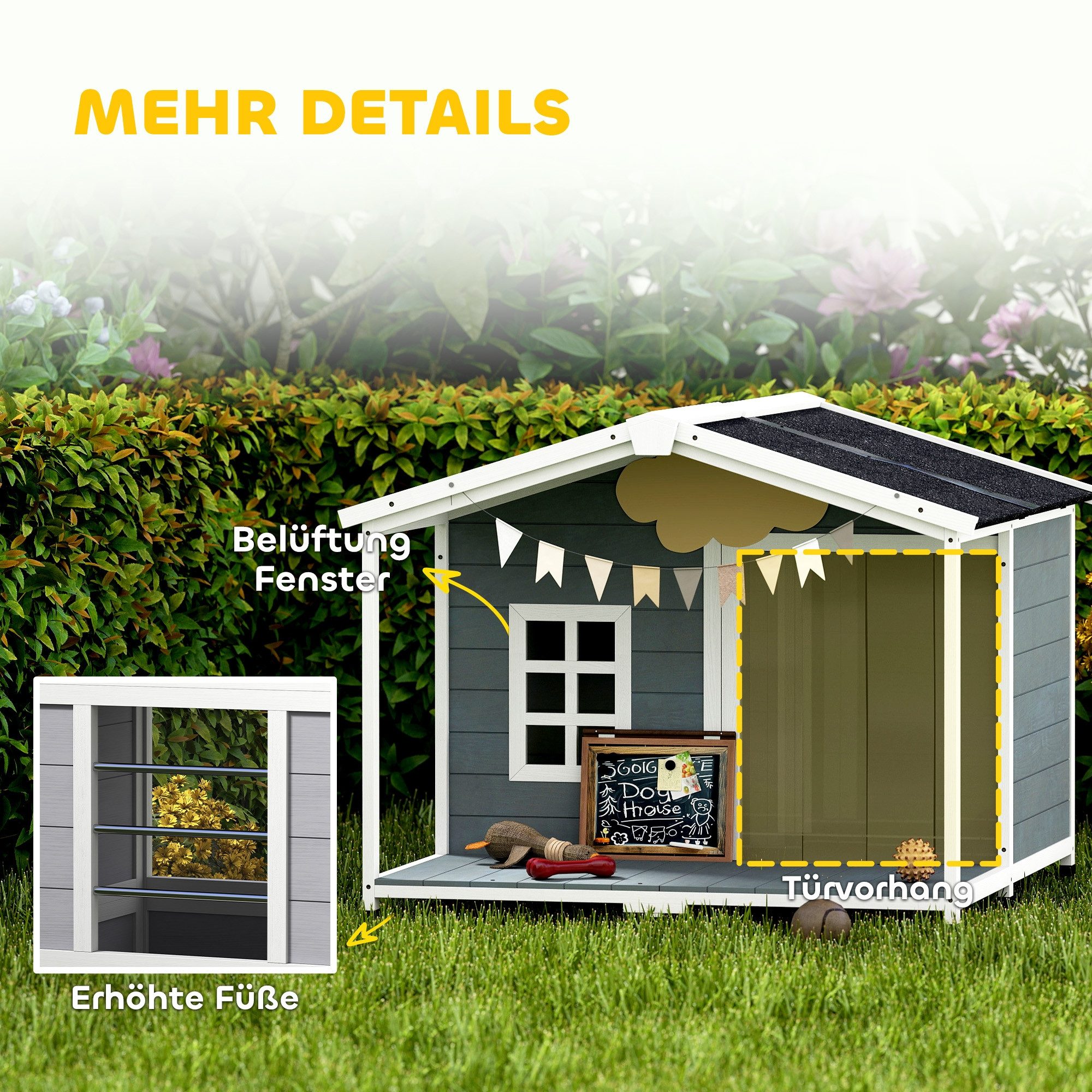 MC Star Hundehütte 3-teiliges Balkonmöbel Set 2 Sessel