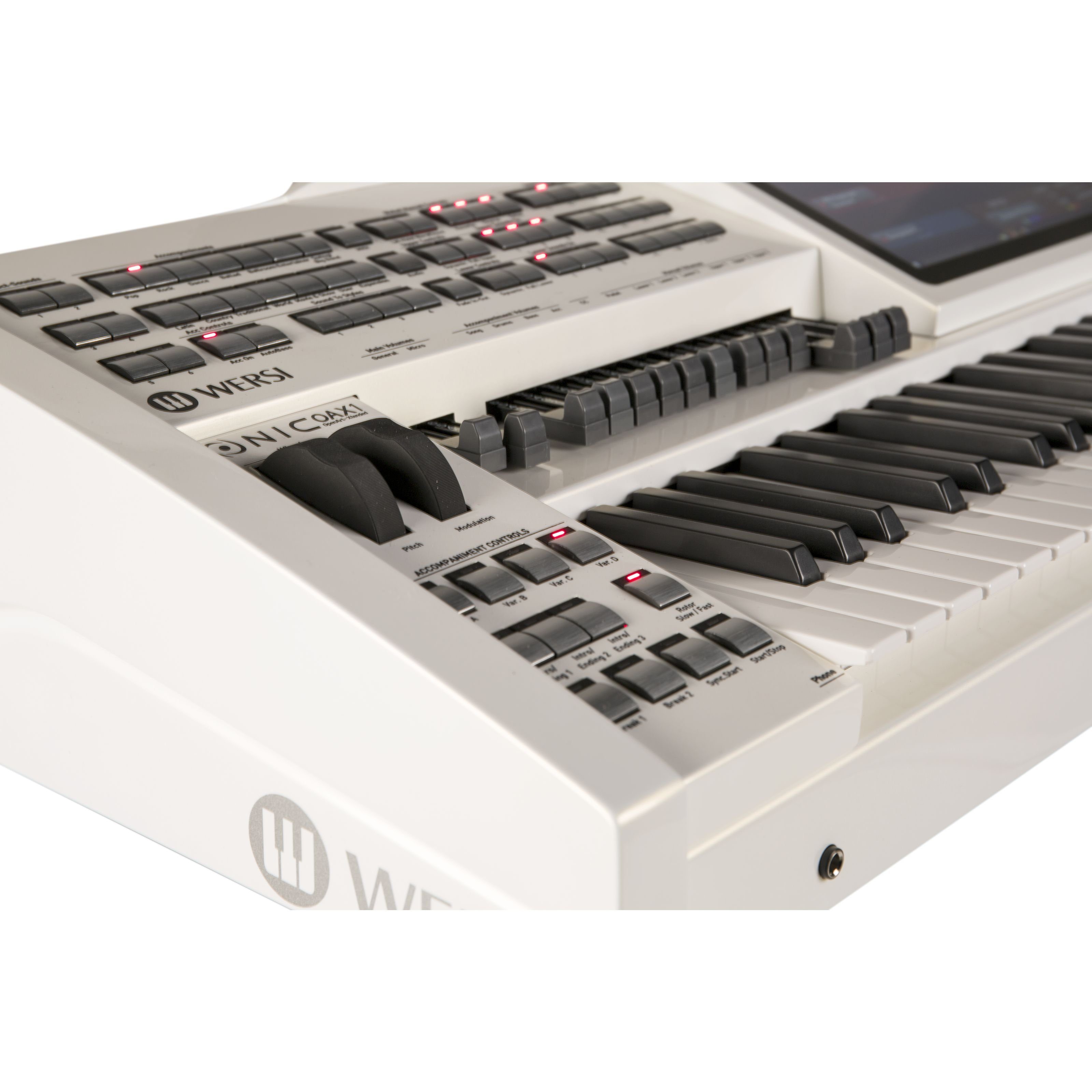 Wersi Entertainer-Keyboard (OAX1 Professional Arranger Keyboard/Orgel Perlmutt Weiss 76-Tasten Deluxe-Tastatur Touch Display Integrierter Effektprozessor 1500 Sounds, Keyboards, Entertainer Keyboards), OAX1, Professional Arranger Keyboard, 76-Tasten Deluxe-Tastatur