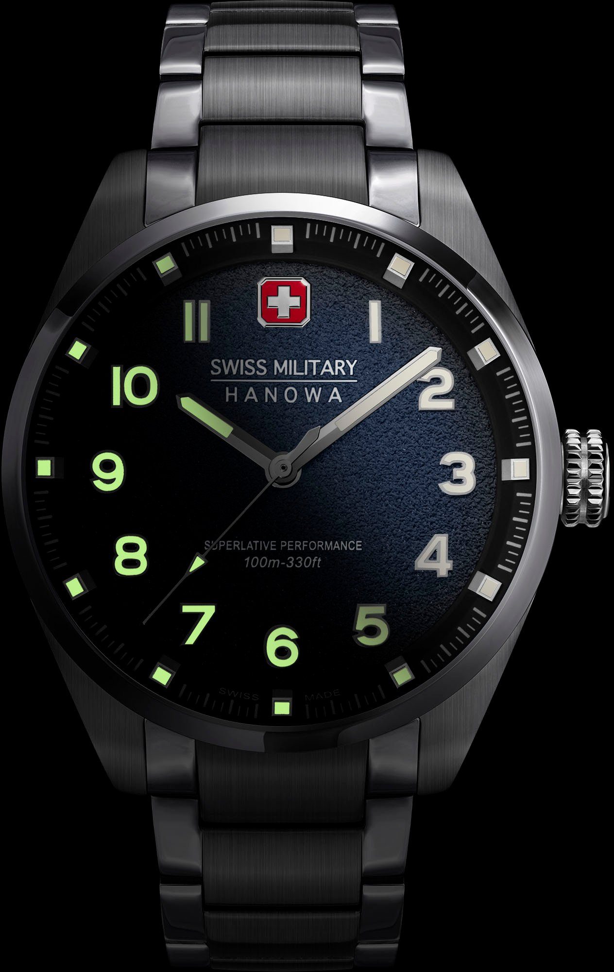 Uhr Military Blau-Edelstahl SMWGG0001504 Swiss Hanowa GREYHOUND, Schweizer