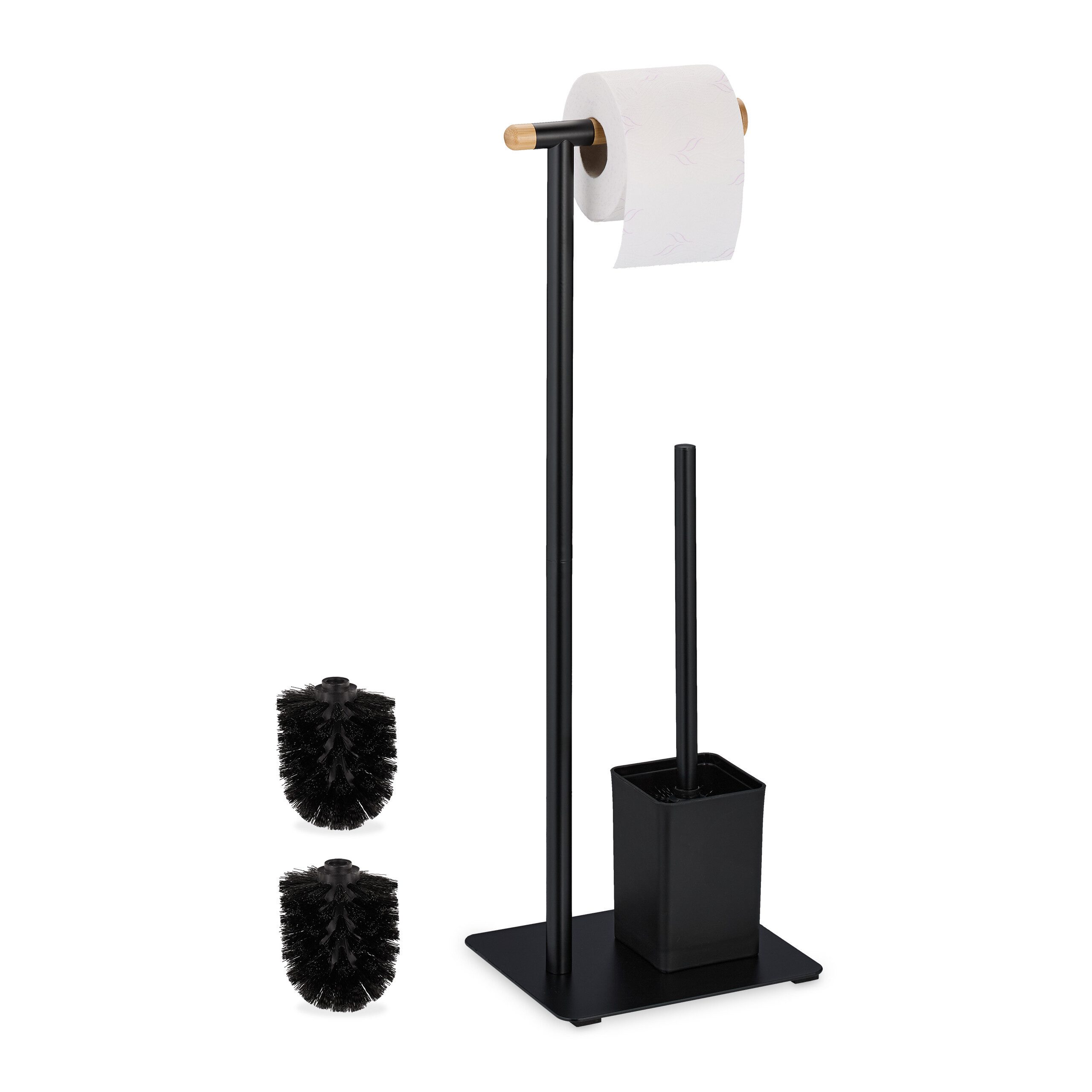 relaxdays WC-Garnitur aus Bambus & Edelstahl günstig online kaufen