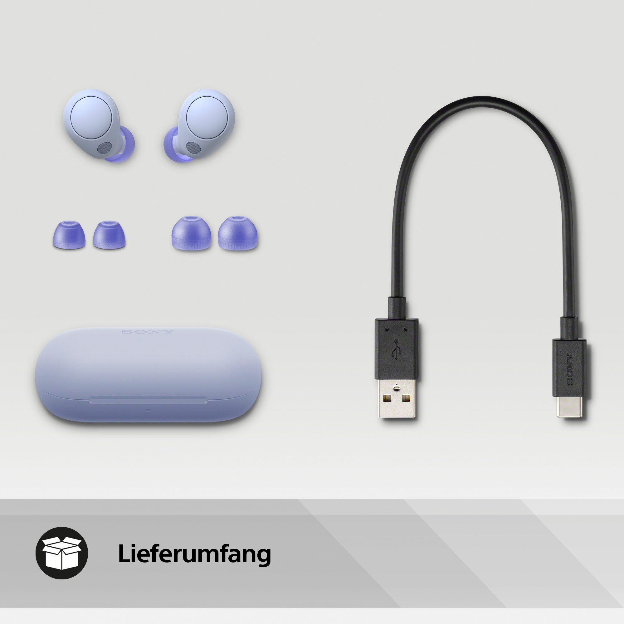 In-Ear-Kopfhörer (Noise-Cancelling, Bluetooth, Std. Multipoint WF-C700N lavendel Connection) Akkulaufzeit, bis Sony 20