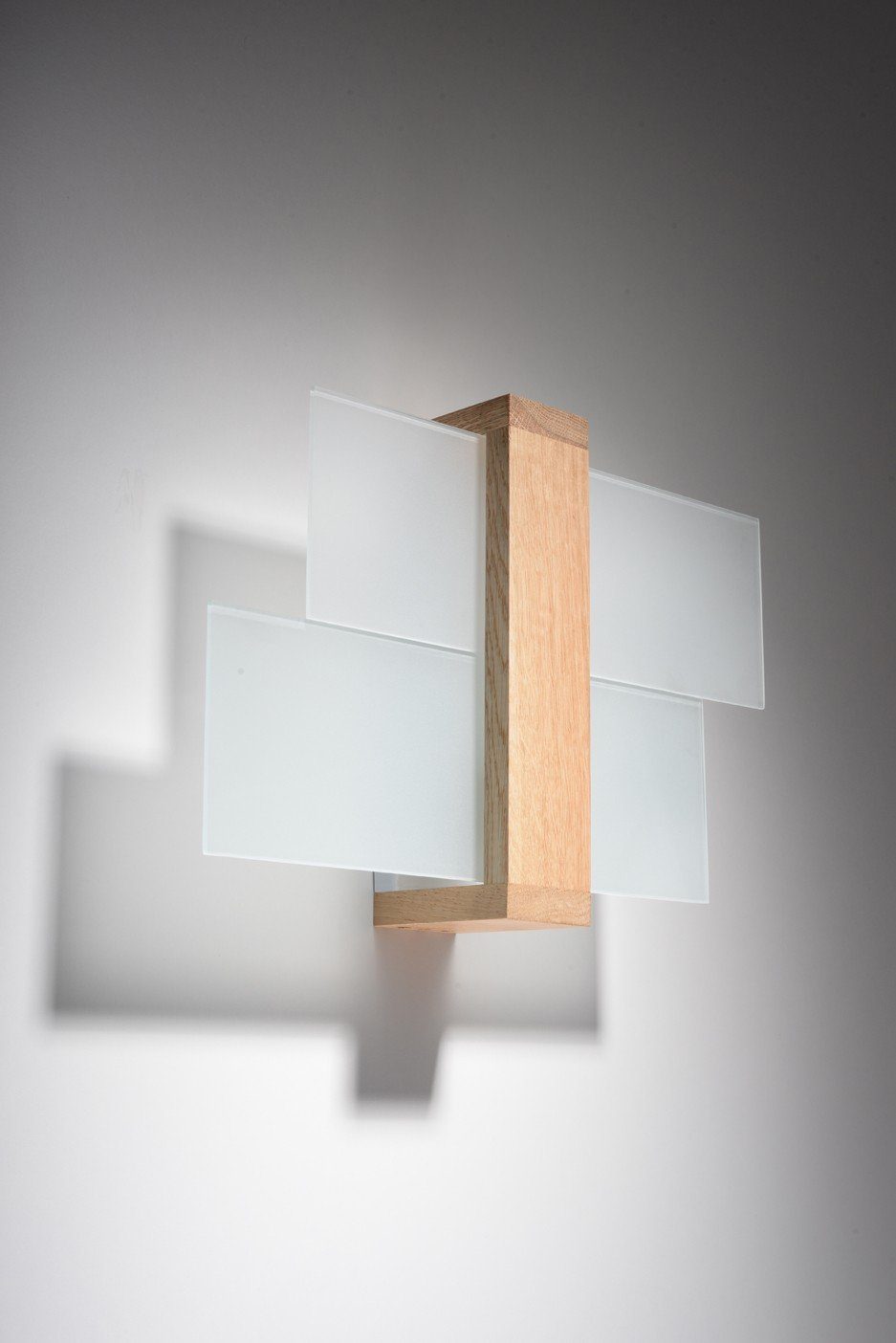 Licht-Erlebnisse Wandleuchte LEDA, ohne Leuchtmittel, Wandlampe Holz Glas Kunstvoll vielseitig Flur Treppe Wohnzimmer