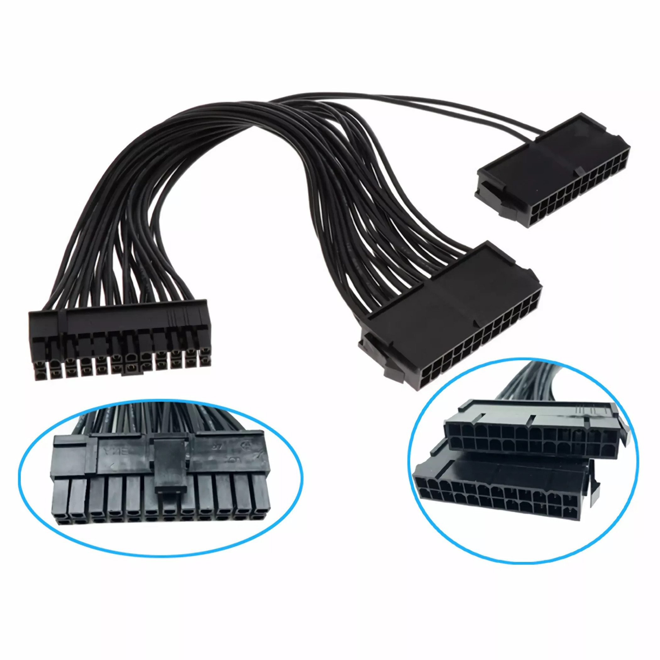 Bolwins C41 24pin Dual PSU Mainboard Netzteil PC Verlängerungskabel Adapter Computer-Kabel, 24-Pin ATX Stecker, 24-Pin ATX Buchse (30 cm), Dual-PSU-Unterstützung, einfache Installation