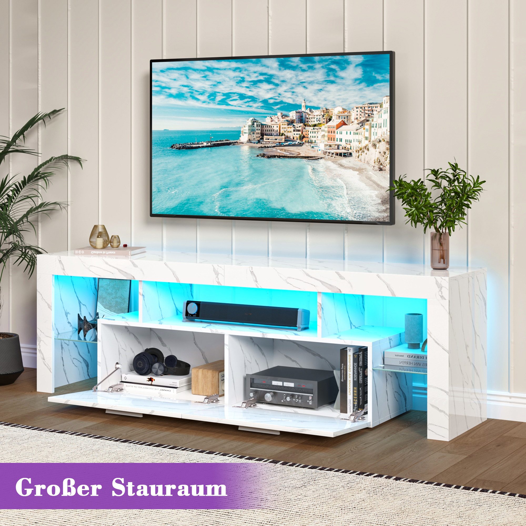 Hyaapwod TV-Schrank Hochglanz-TV-Schrank mit LED-Beleuchtung, zwei großen Schränken (1-St)