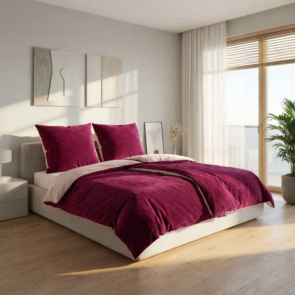 KiNZLER Bettwäsche Cashmere Touch, Microfaser, 2 teilig, Wendebettwäsche, beere-rosa