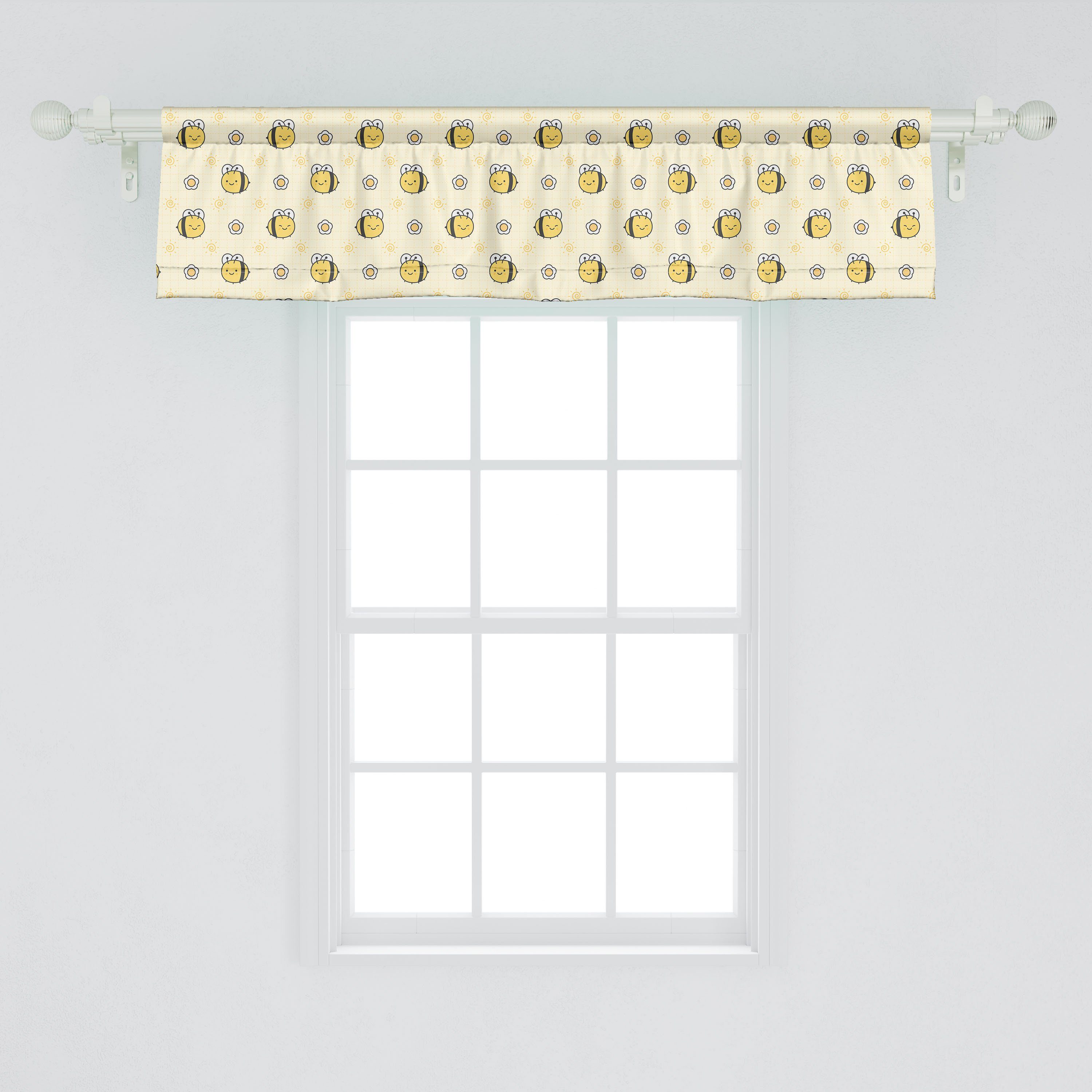 Scheibengardine Küche Stangentasche, Vorhang Volant Happy Microfaser, mit Abakuhaus, Insekten Schlafzimmer Bienen-Blumen für Dekor Little