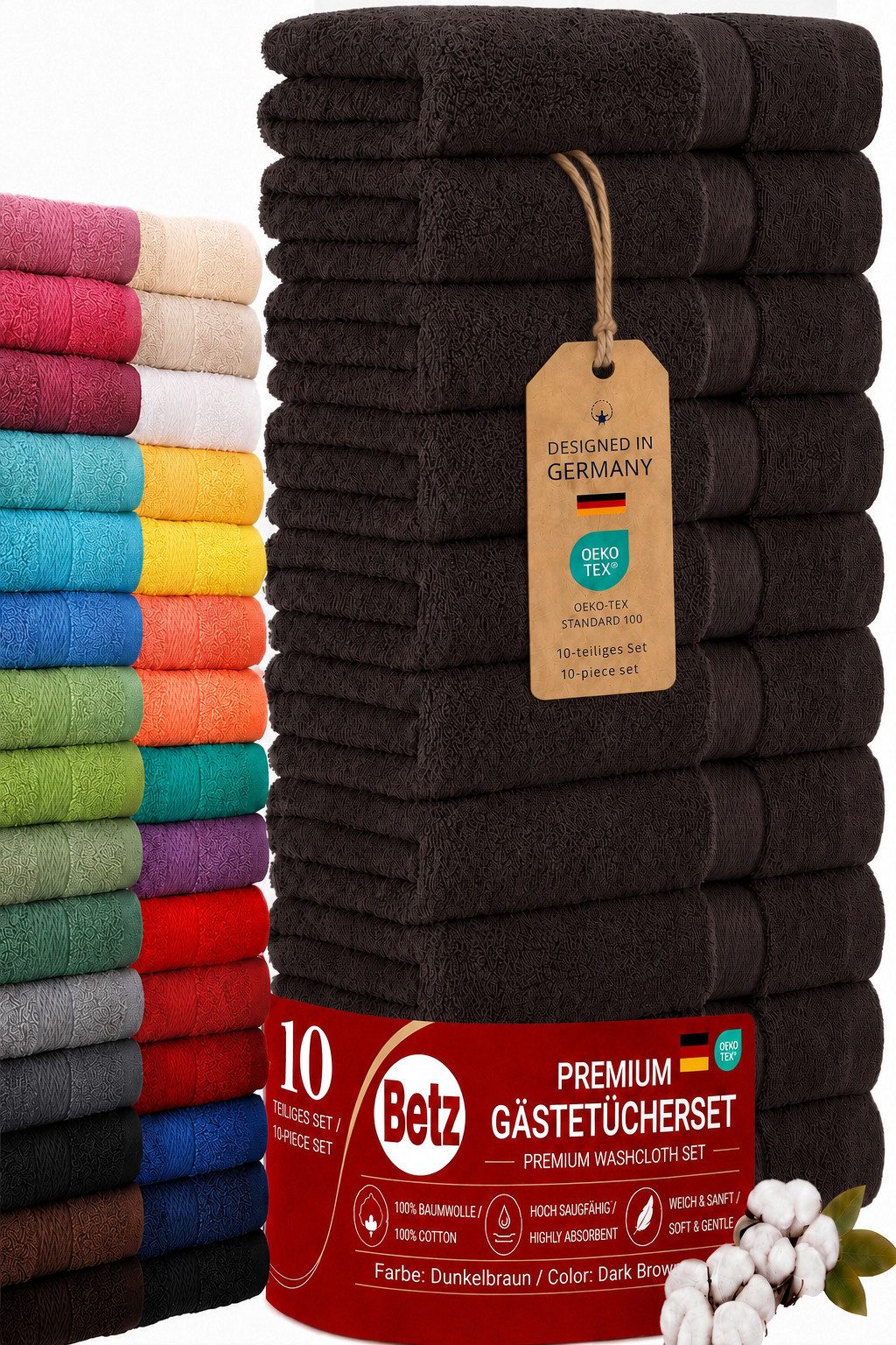 Betz Gästehandtücher 10 tlg. Gästehandtücher-Set PREMIUM 100 % Baumwolle 30x50cm, 100% Baumwolle (10-St)