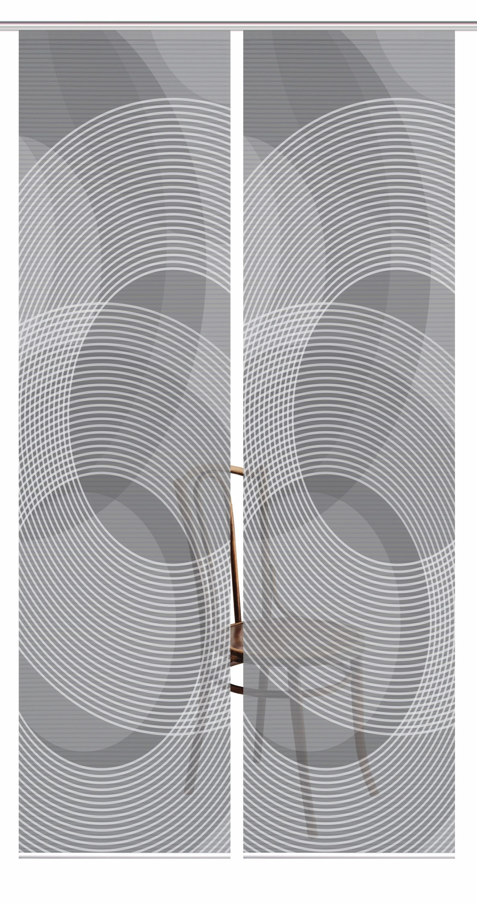 HOME WOHNIDEEN Schiebegardine HIG AFONSO Schiebegardine recyceltes Polyester, 245x60 cm, Kreismotiv (2 St), Paneelwagen, halbtransparent, Polyester (recycelt) P – Bild 4 von 5