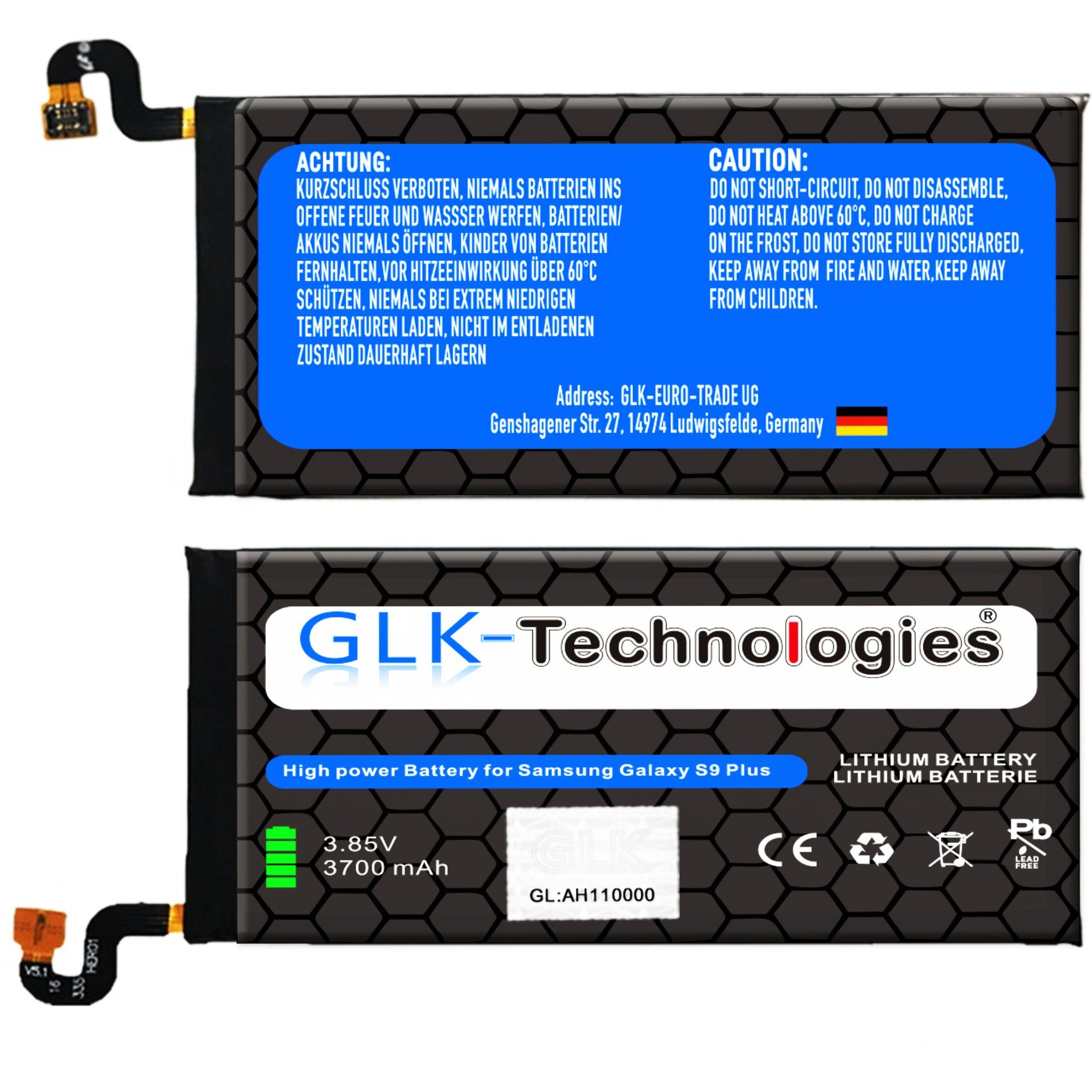 GLK-Technologies kompatibe + S9 mit 3700 Galaxy Plus SM-G965F High Power Smartphone-Akku Samsung mAh EB-BG965ABA Ersatzakku