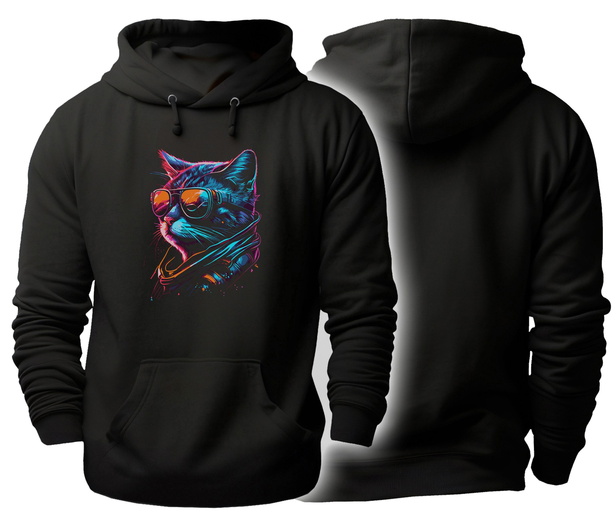 Hoodie Streetart Kapuzen Pullover - Katze