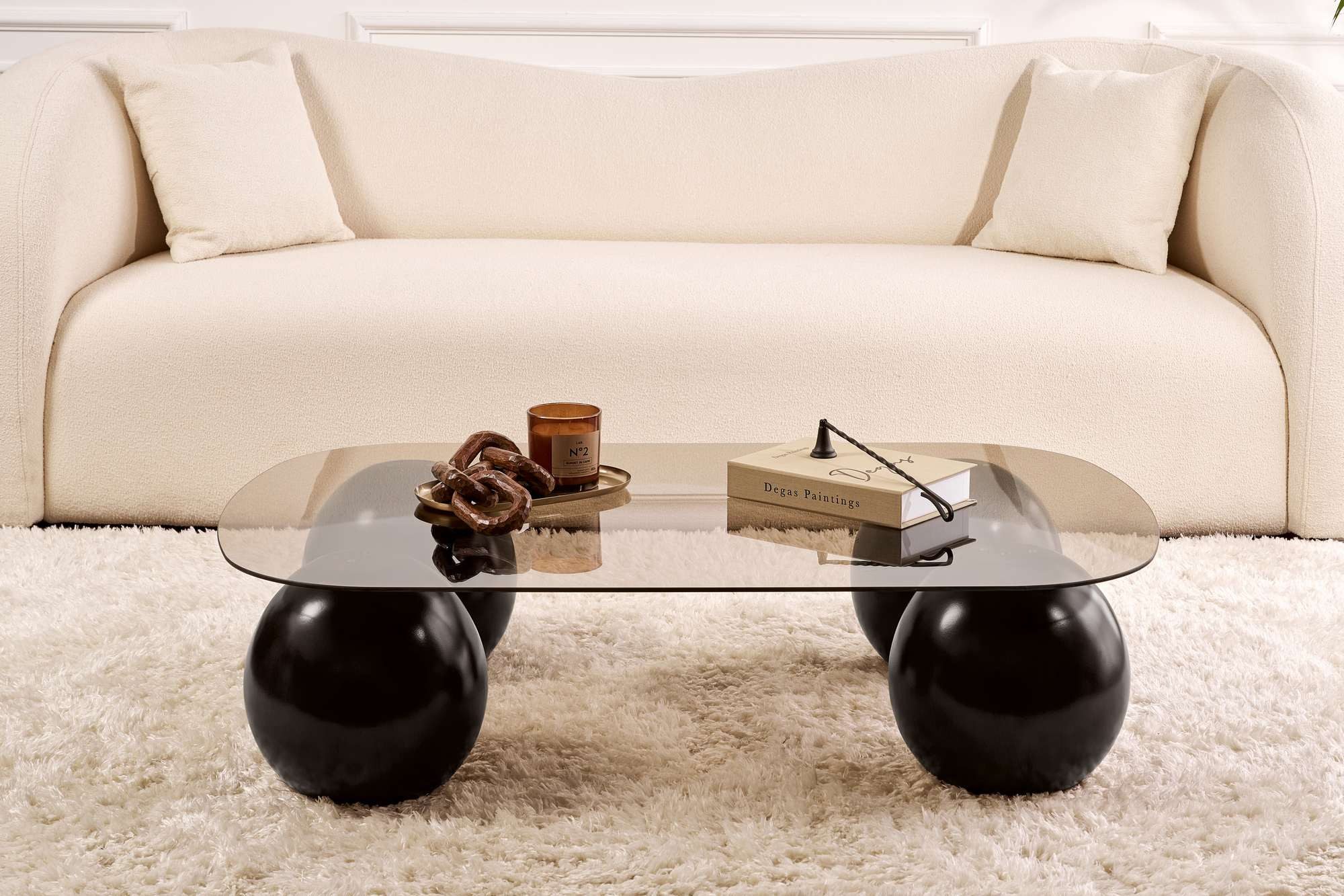Skye Decor Couchtisch Evara (Einzelartikel), Modernes Design Gehärtete Glasplatte Außergewöhnliche Fußform
