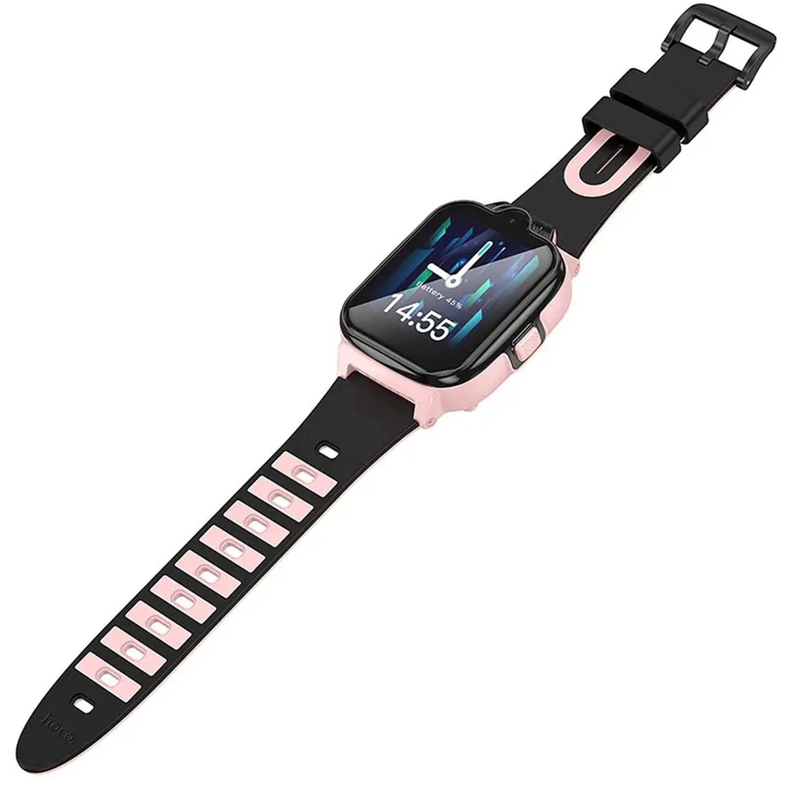 hoco. Y104 Kinder Smartwatch (1,69 Zoll, geschlossenes Echtzeit-Betriebssystem (RTOS), 4G GPS Uhr Telefon Videoanruf Ortung SOS Kinderuhr SIM Funktion Pink