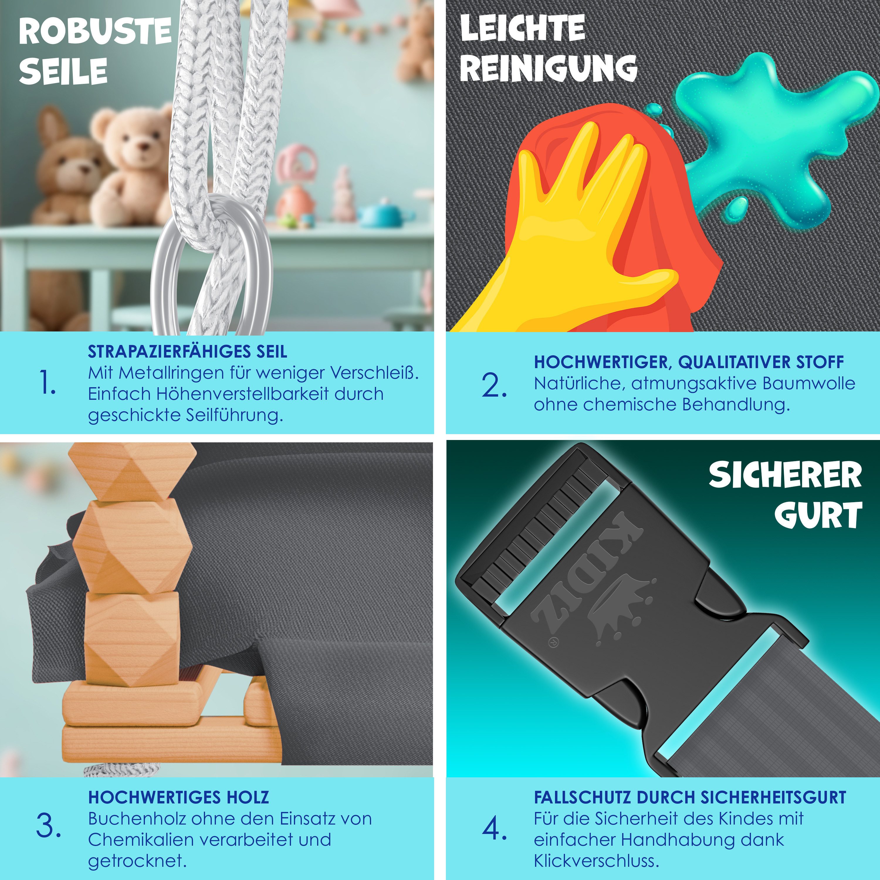 KIDIZ Babyschaukel, Kinderschaukel Schaukelsitz mit Polsterung