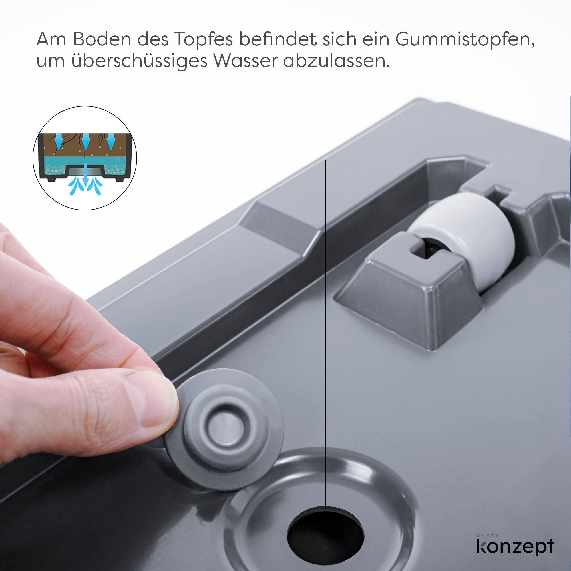 KONZEPT Pflanzkübel Großer auf Rollen, für außen, in Beton-Optik, mobil, recyceltem Material, ideal für Garten, Terrasse und Balkon – Bild 5 von 5