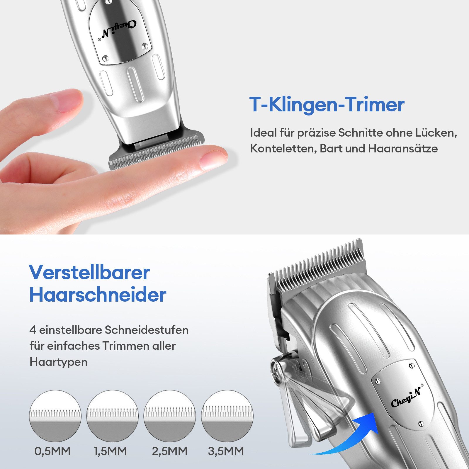 CkeyiN Haarschneider Profi Haarschneidemaschine und Barttrimmer Set kabellos elektrisch, 9 Aufsteckkämme, geräuscharm, 120 Min. Akkulaufzeit Präzisionstrimmer K – Bild 4 von 5