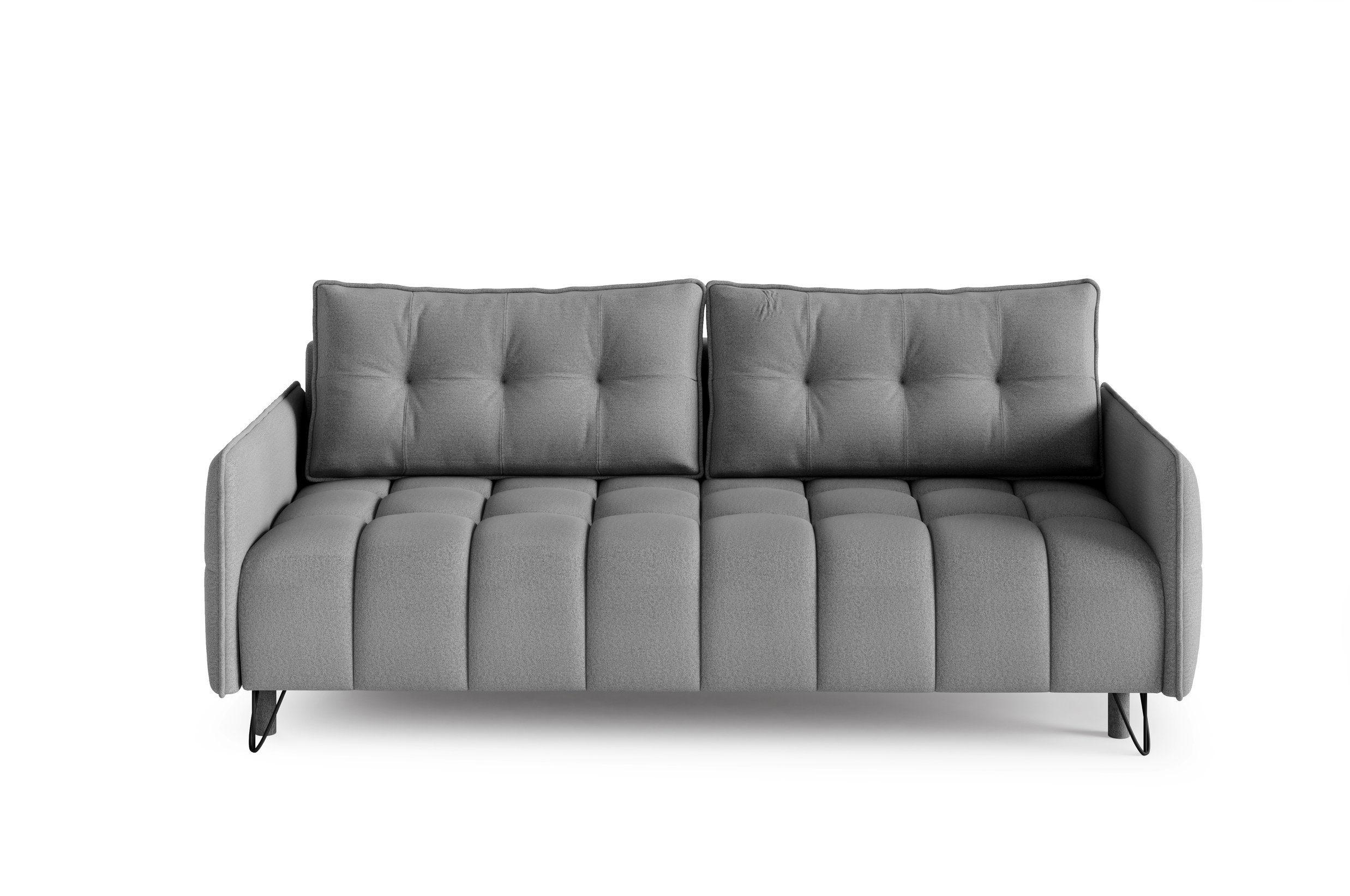 MOEBLO Schlafsofa PLUM, Sofa Couch für Wohnzimmer Polstersofa Sofagarnitur Wohnlandschaft mit Bettfunktion - (BxHxT): 218x95x104 cm, mit Schlaffunktion und Bettkasten Dunkelgrau (Element 23)