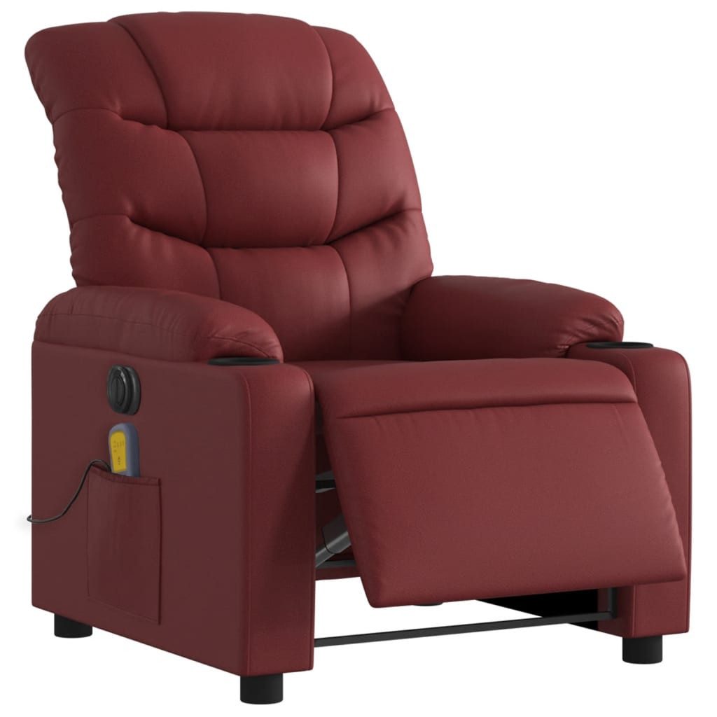 vidaXL Sessel Massagesessel Elektrisch Weinrot Kunstleder günstig online kaufen