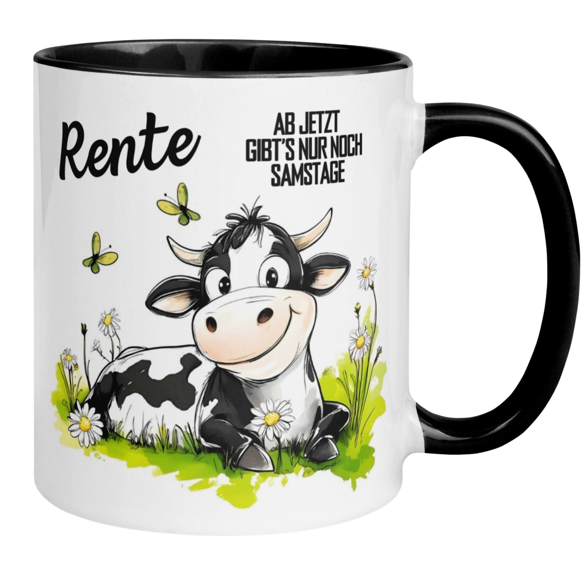 Momentals Tasse Rente – „Ab jetzt gibt’s nur noch Samstage“ – Geschenk Renteneintritt, Gratis Versand · Links-&Rechtshänder · Spülmaschinenfest