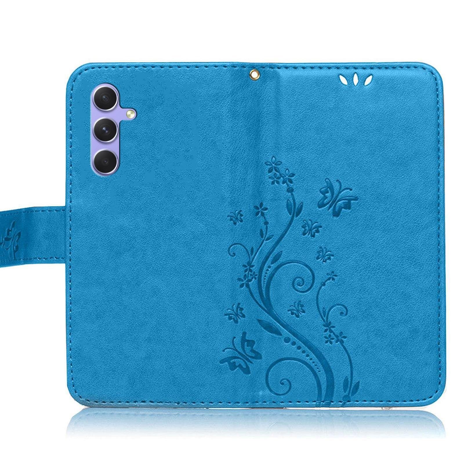 Numerva Handyhülle Bookstyle Flower für Samsung Galaxy A14 / A14 5G, Handy Tasche Schutzhülle Klapphülle Flip Cover mit Blumenmuster