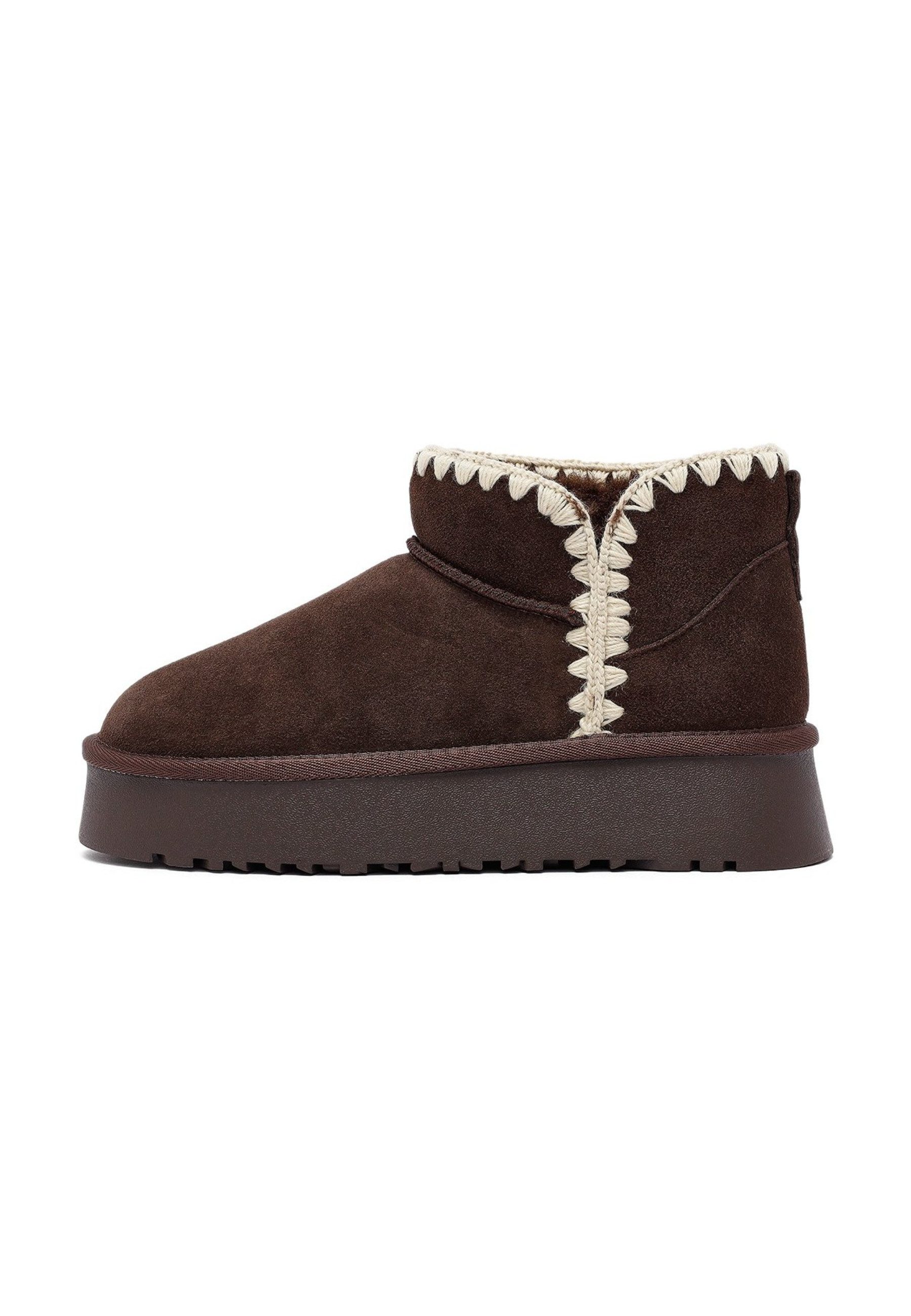 Teddy-Stiefel aus Veloursleder Ankleboots