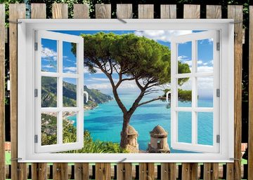 Wallario Sichtschutzzaunmatten Italienische Küste, mit Fenster-Illusion
