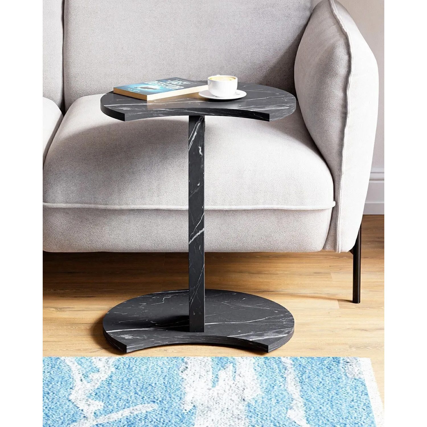 Jungengel Beistelltisch Modern mit Rollen Kaffeetisch Couchtisch Sofatisch Rund Stehtisch, Rollbar, Robust & Praktisch, Ideal für Laptop / Tablett u. diverses