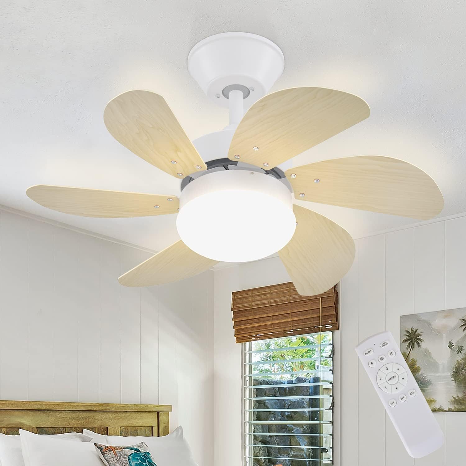 Nettlife Deckenventilator Leise Weiß 75cm 6 Flügel Deckenleuchte Timer Sommer/Winter Modus, Wohnzimmer Schlafzimmer Küche Esszimmer Kinderzimmer Arbeitszimmer