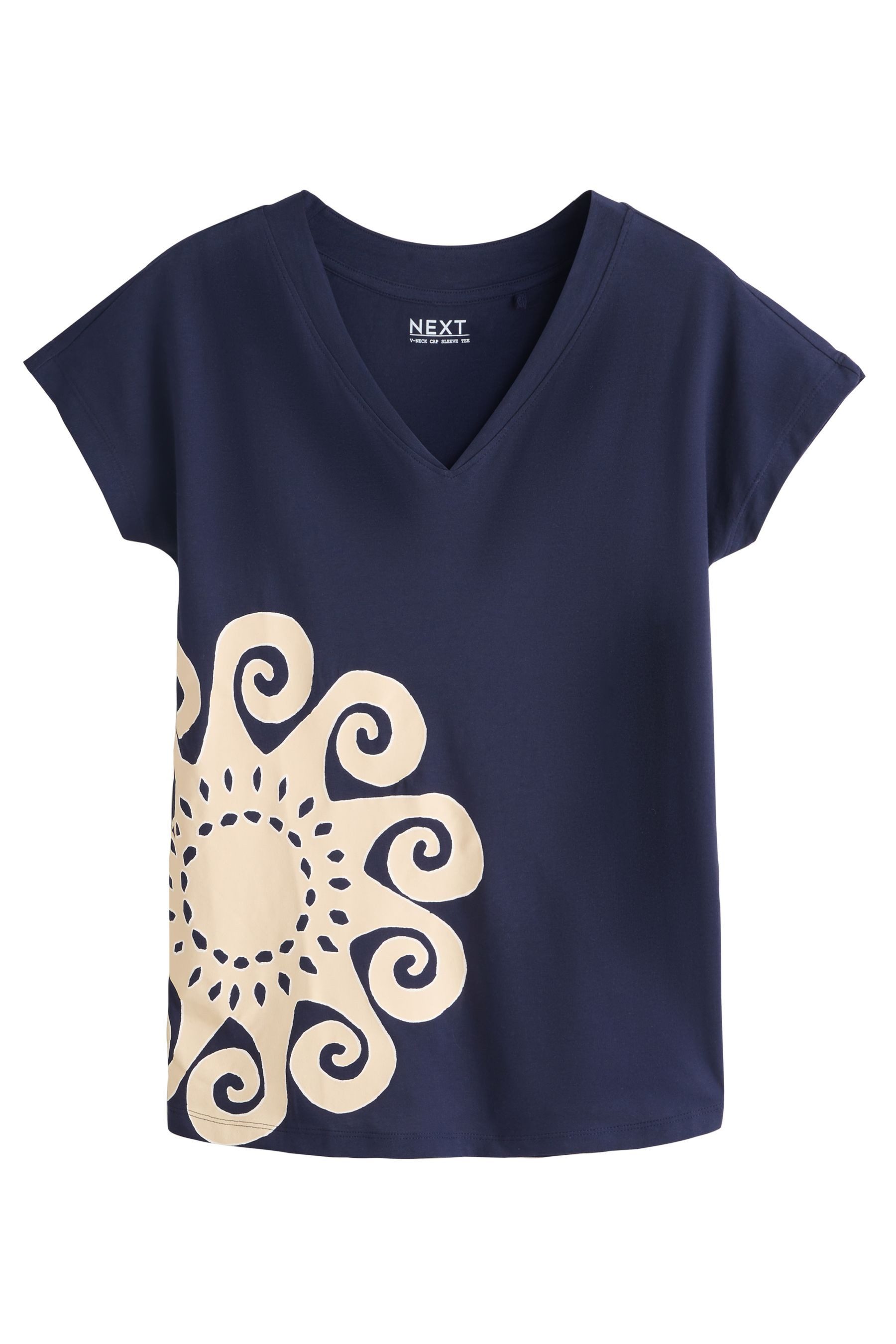 T-Shirt T-Shirt mit V-Ausschnitt und angesetzten Ärmeln