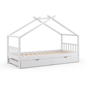 VitaliSpa® Kinderbett Hausbett Gästebett 90x200cm DESIGN Weiß