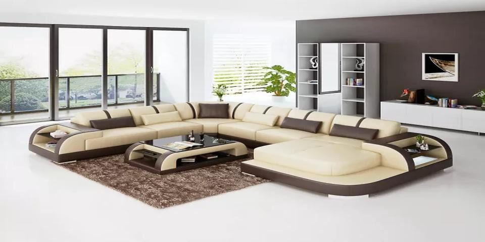 Xlmoebel Wohnlandschaft Moderne Ledercouch in eckiger Form mit hochwertiger Polsterung, Hergestellt in Europa