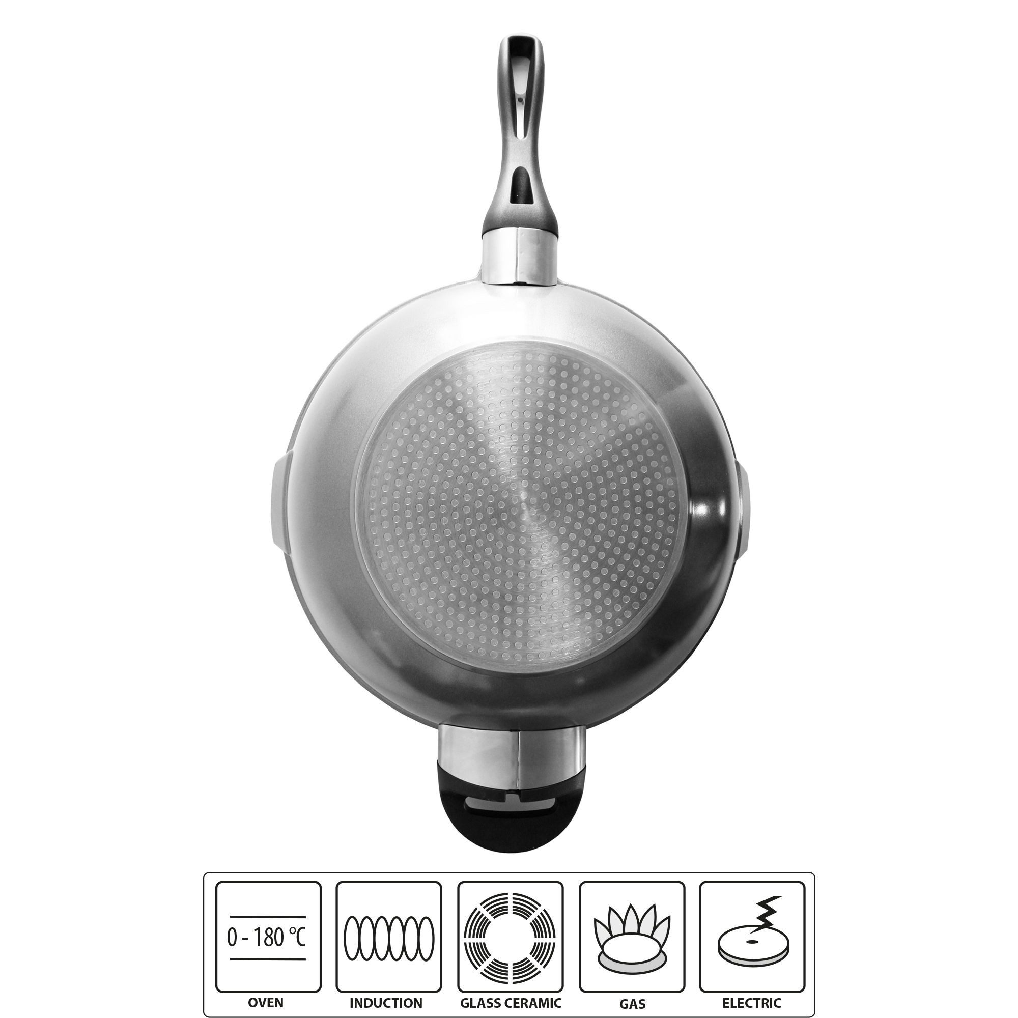 STONELINE Wok, Aluminiumguss (2-tlg), mit echten Steinpartikeln, induktionsgeeignet, Designed in Germany