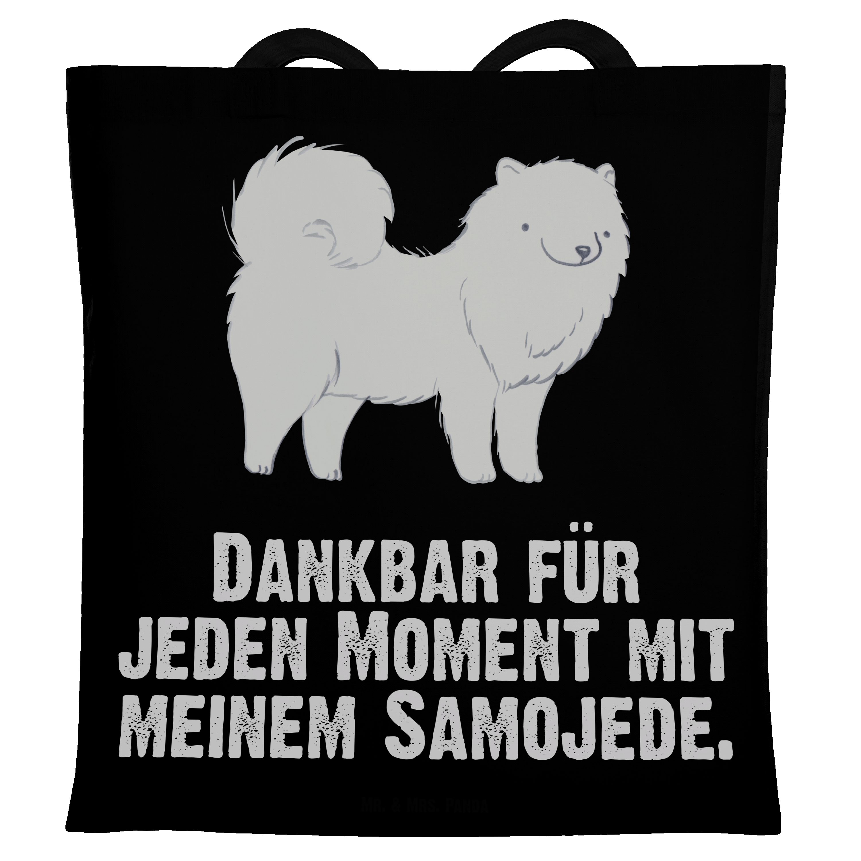 Mr. & Mrs. Panda Moment - Samojede Einkaufstasche, Schwarz - Tragetasche Samojedenspitz, Geschenk, (1-tlg)