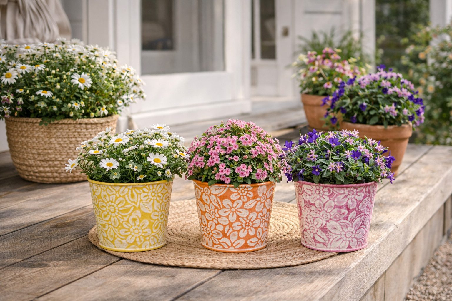 finehomegarden Blumentopf Übertopf Metall 3 Farben sortiert Ø11xH10cm & Ø 3xH12cm Pflanztopf (Set, 3 St., 3tlg), Gelb, Orange oder Pink Übertopf 2 Größen Wählbar
