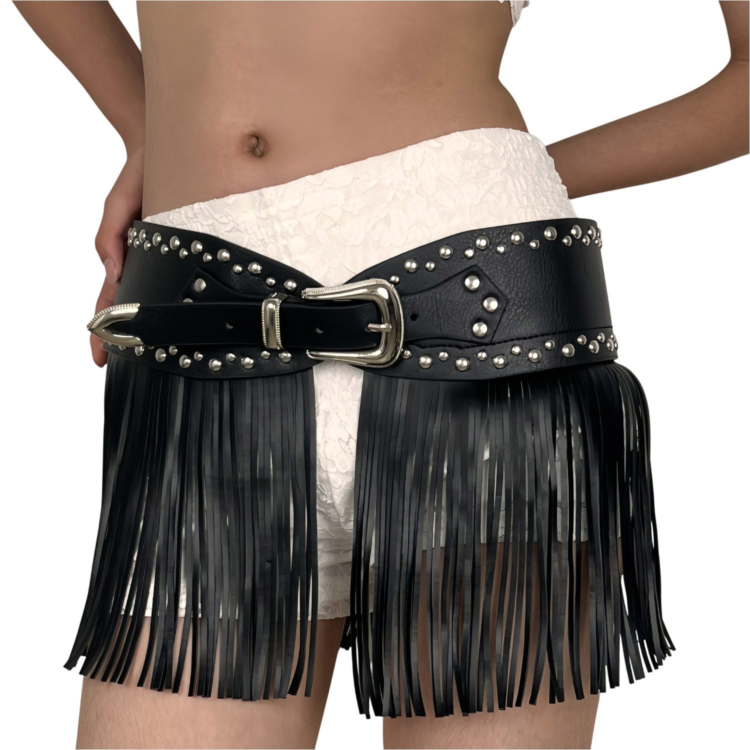 Refttenw Hüftgürtel Vintage schwarz Quastengürtel, Damen günstig online kaufen
