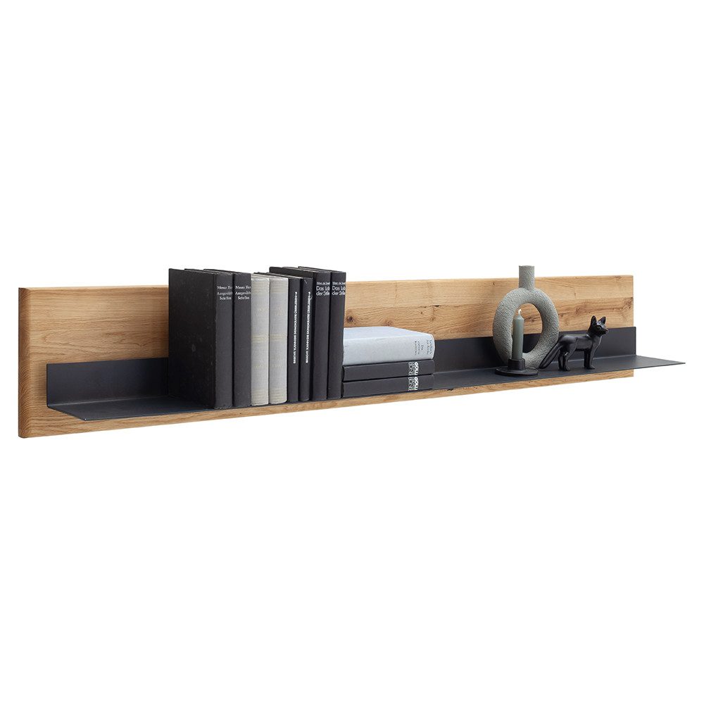 Lomadox Wandregal VELJE-05, 150 cm breit, Eiche mit Metallboden