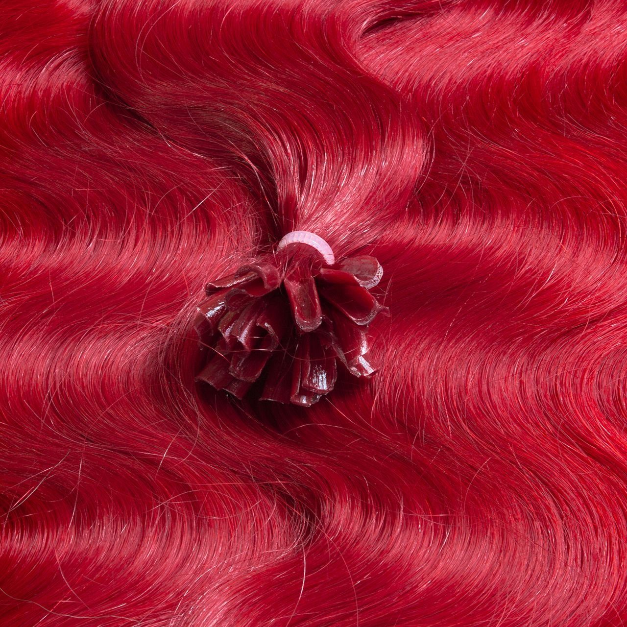 hair2heart Echthaar-Extension Premium Bondings gewellt #0/44 Rot-Intensiv 40cm