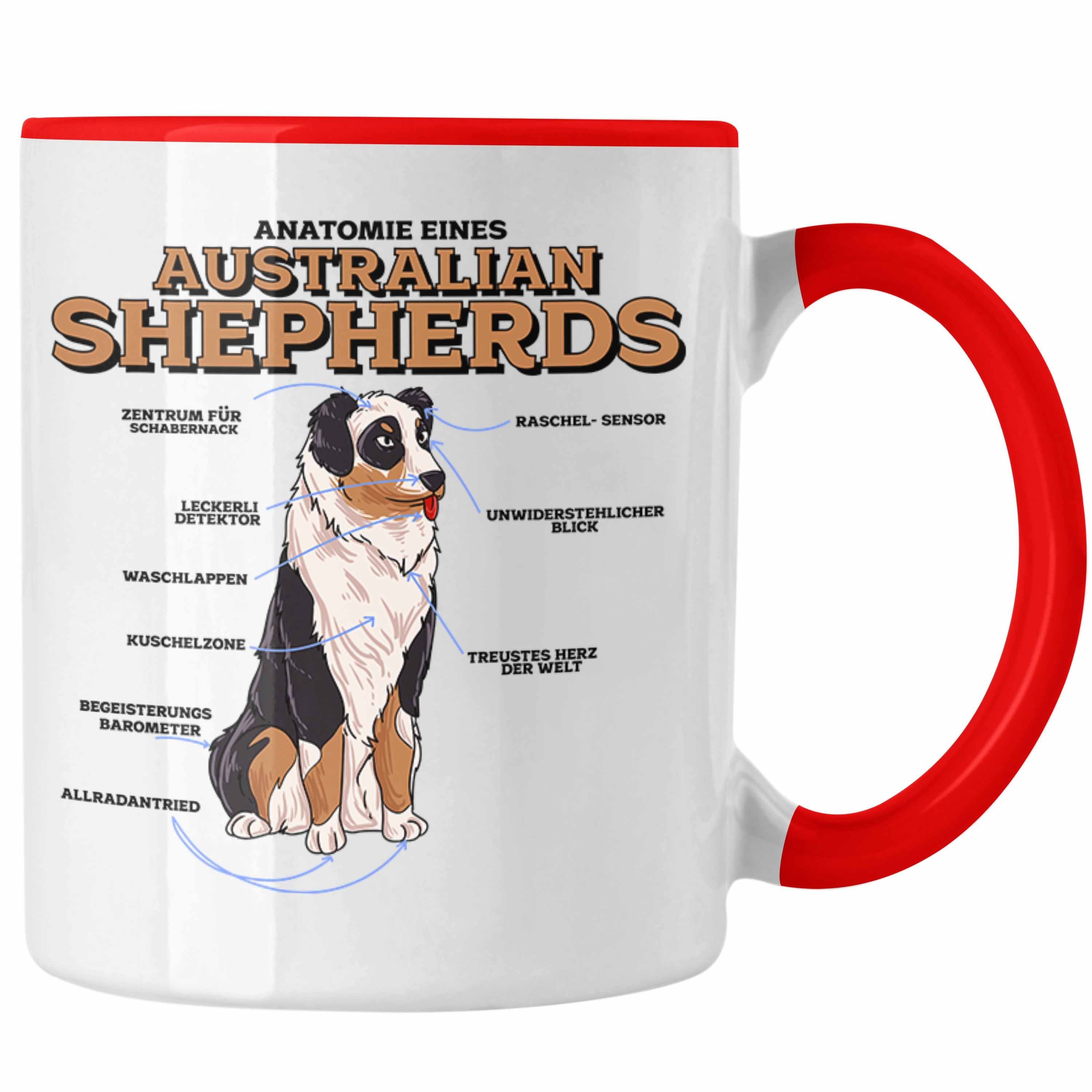 Trendation Tasse Lustige Tasse für Australian Shepherd Liebhaber Geschenkidee Rot