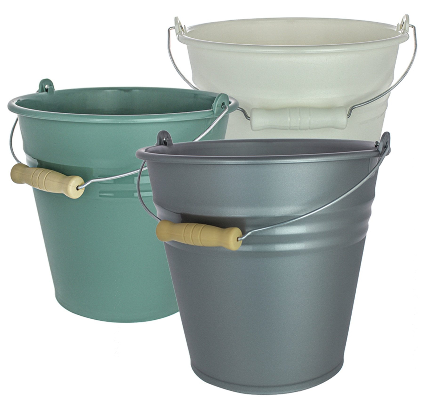 Ebaxx Putzeimer 1 x 10 oder 7 Liter METALL OPTIK Eimer Plastik Wasser Blumen Topf, 10 Liter Eimer 7 Liter Eimer Kunststoff Plastik