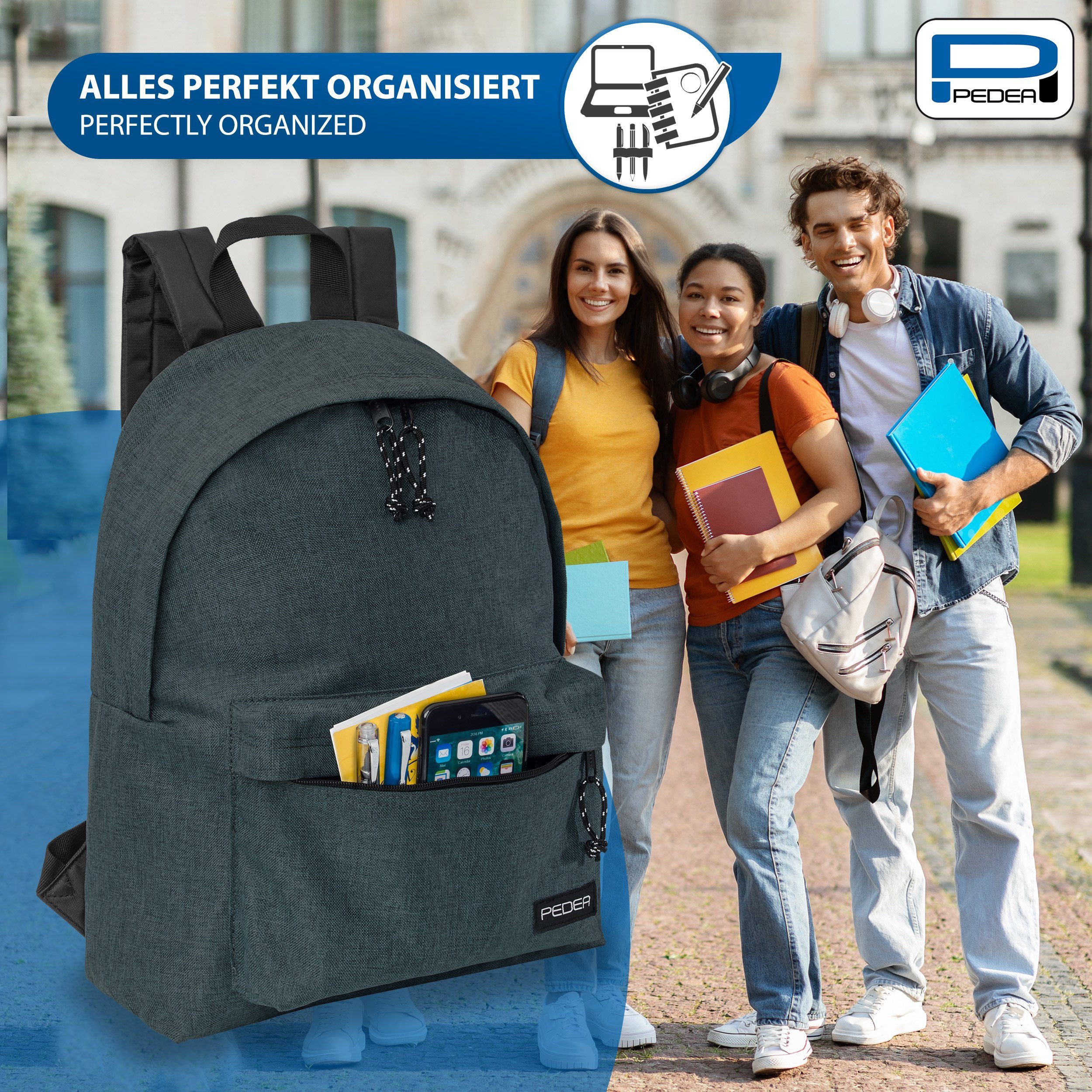 PEDEA Freizeitrucksack STYLE Daypack für Damen & Herren (13,3 Zoll (33,8 cm), gepolstert, wasserabweisend – Bild 2 von 5