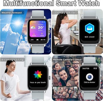 Diyarts Smartwatch (4,3 cm) Digitaler Fitness Tracker, Multifunktions-Smartwatch: Telefonieren, mit Nachricht Erinnerung/Anruffunktion/Schlafmonitor/IP67